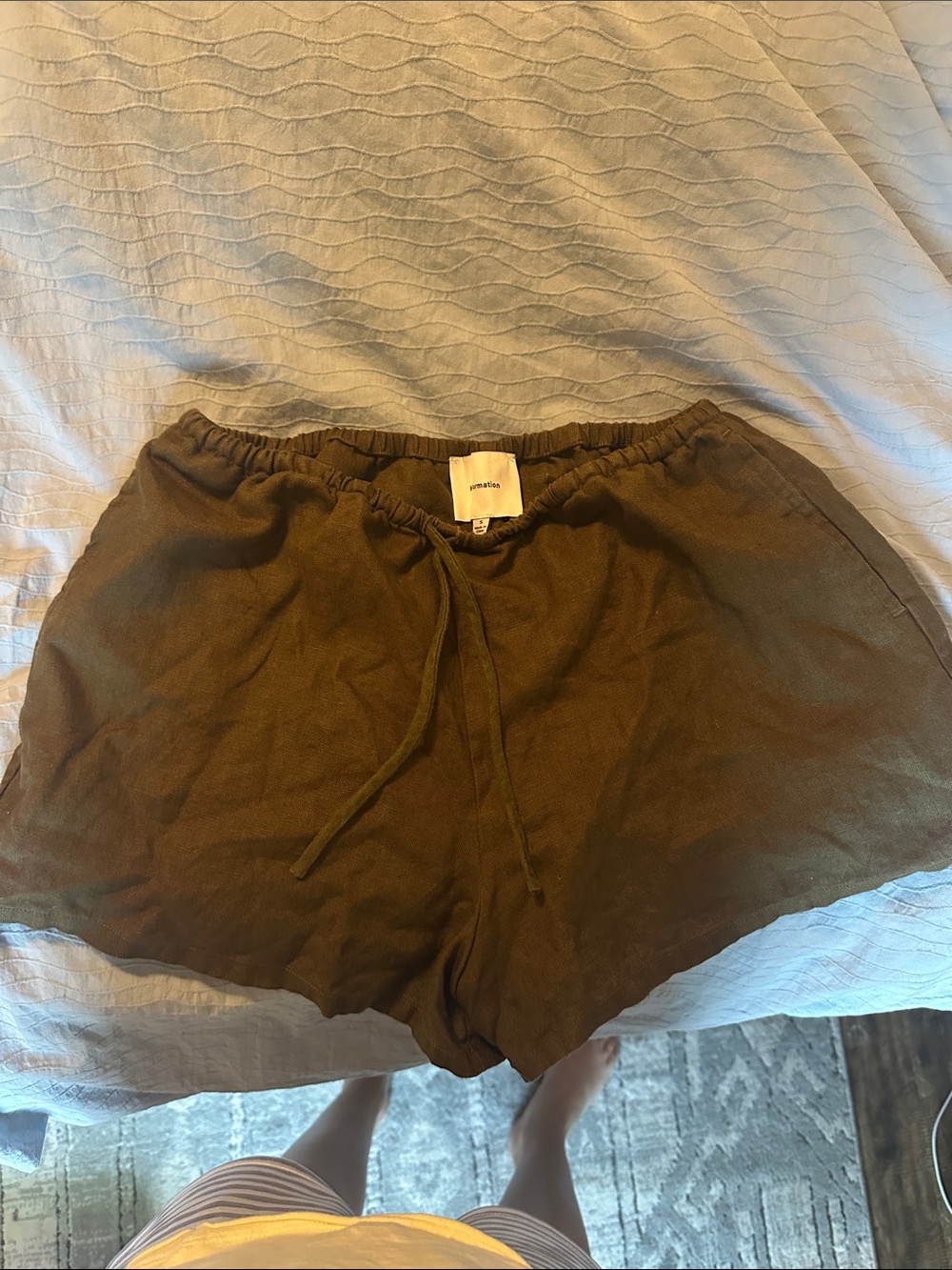 Reformation Olive Green Athletic Lounge Shorts